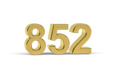 Altın 3D numara 852 - Yıl 852 Beyaz zemin üzerinde izole - 3D oluşturma