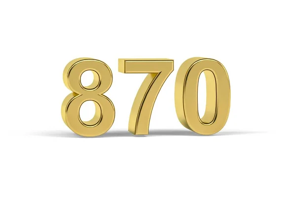 Gyllene Nummer 870 870 Isolerad Vit Bakgrund Render — Stockfoto