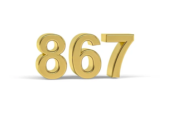 Golden Number 867 Year 867 Isolated White Background Render — Stock Photo, Image