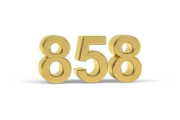 Golden Number 858 Year 858 Isolated White Background Render — 图库照片