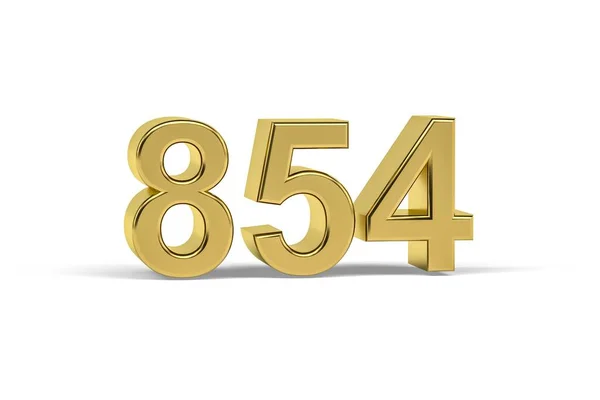 Golden Number 854 Year 854 Isolated White Background Render — Stock Photo, Image