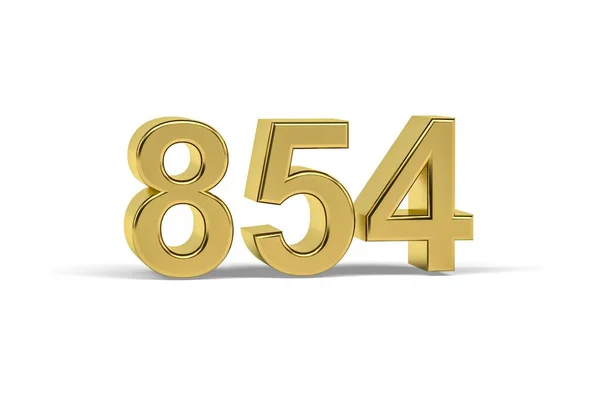 Número Dorado 854 Año 854 Aislado Sobre Fondo Blanco Render — Foto de Stock