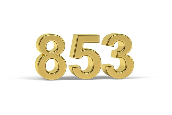 Golden Number 853 Year 853 Isolated White Background Render — 图库照片