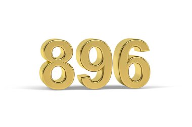Altın 3D numara 896 - 896 yılı beyaz arka planda izole edildi - 3D görüntüleme