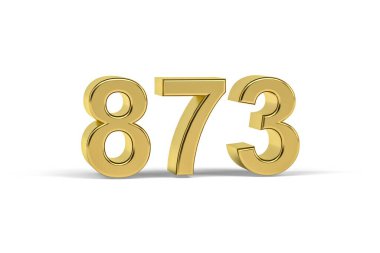 Altın 3D numara 873 - 873 yılı beyaz arka planda izole edildi - 3D görüntüleme