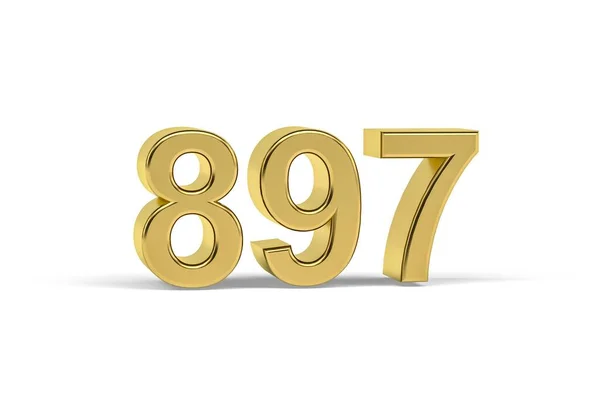 Golden Number 897 Year 897 Isolated White Background Render — 图库照片