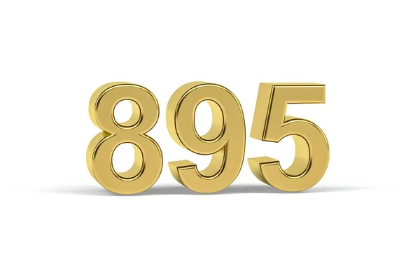 Zlaté Číslo 895 Rok 895 Izolované Bílém Pozadí Vykreslení — Stock fotografie