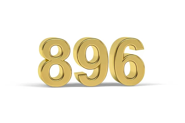 Golden Number 896 Year 896 Isolated White Background Render — 图库照片