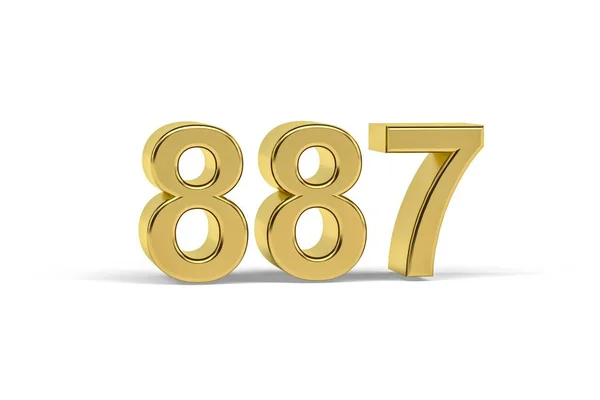 Golden Number 887 Year 887 Isolated White Background Render — 图库照片