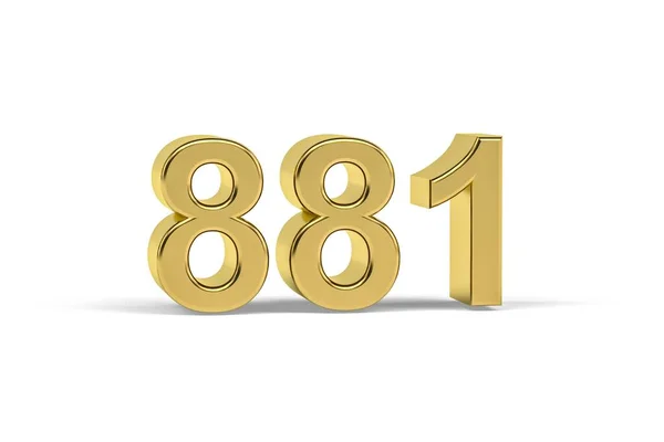 金色3D数字881 在白色背景上孤立的881年 3D渲染 — 图库照片