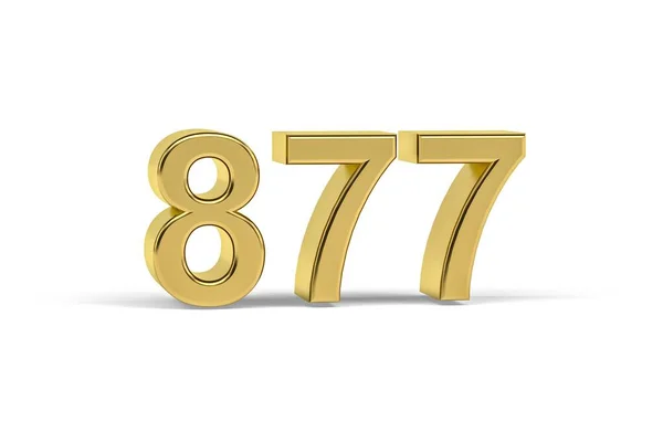 Golden Numero 877 Anno 877 Isolato Sfondo Bianco Rendering — Foto Stock