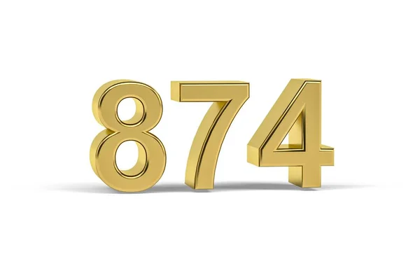 黄金の3D番号874 白い背景に隔離された874年 3Dレンダリング — ストック写真
