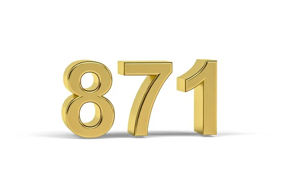 Número Dourado 871 Ano 871 Isolado Fundo Branco Renderização — Fotografia de Stock