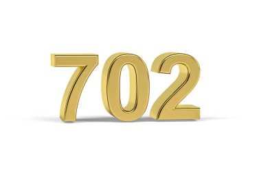 Altın 3D numara 702 - Yıl 702 Beyaz zemin üzerinde izole edilmiş - 3D oluşturma