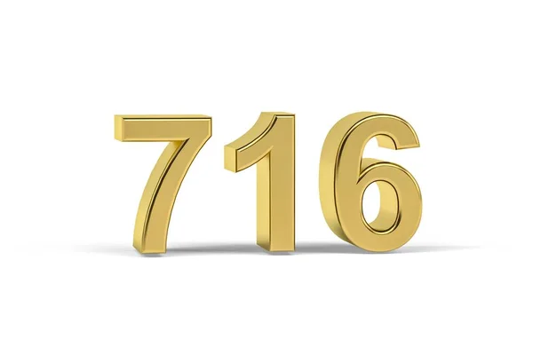 Золотий Номер 716 Рік 716 Ізольовано Білому Тлі Рендеринга — стокове фото