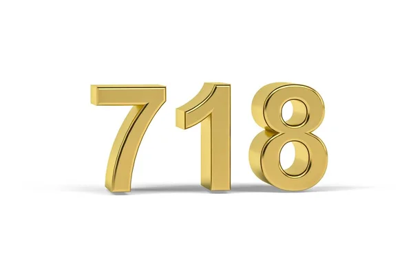 Golden Nummer 718 718 Isolerad Vit Bakgrund Render — Stockfoto
