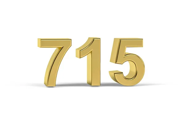Golden Number 715 Year 715 Isolated White Background Render — 图库照片