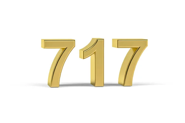 Gyllene Nummer 717 717 Isolerad Vit Bakgrund Render — Stockfoto