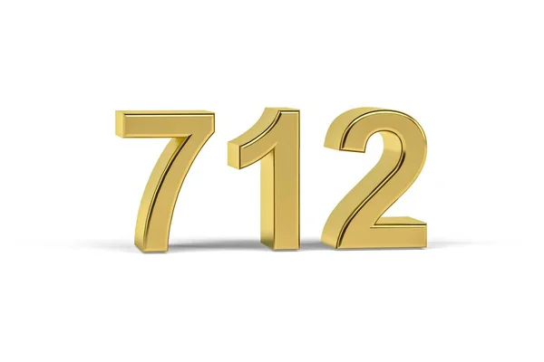 Golden Nummer 712 712 Isolerad Vit Bakgrund Render — Stockfoto