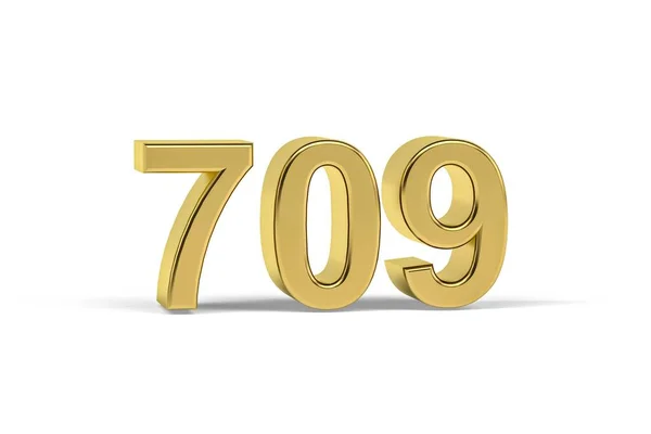 Goldene Zahl 709 Jahr 709 Isoliert Auf Weißem Hintergrund Renderer — Stockfoto