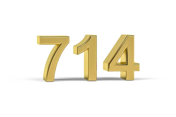 Golden Number 714 Year 714 Isolated White Background Render — 图库照片