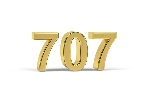 Золотой Номер 707 Год 707 Изолирован Белом Фоне Рендеринг — стоковое фото