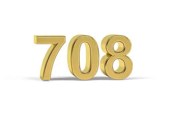 Número Dourado 708 Ano 708 Isolado Fundo Branco Renderização — Fotografia de Stock