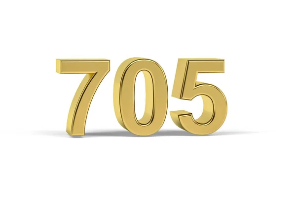 Goldene Zahl 705 Jahreszahl 705 Isoliert Auf Weißem Hintergrund Renderer — Stockfoto