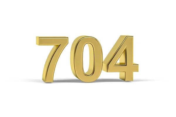 Złoty Numer 704 Rok 704 Odizolowany Białym Tle Renderowanie — Zdjęcie stockowe