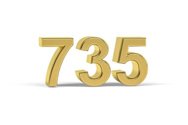 Altın 3D numara 735 - Yıl 735 Beyaz zemin üzerinde izole edilmiş - 3D oluşturma