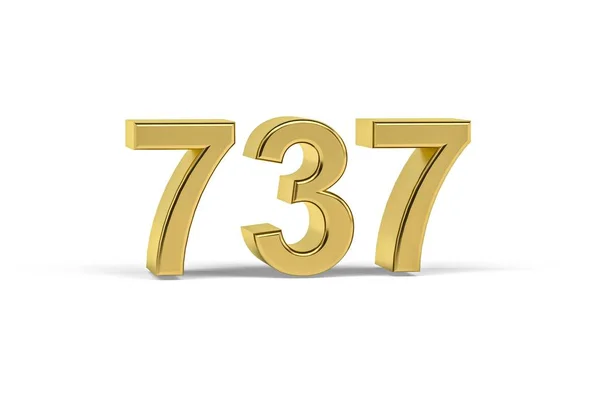 Número Dourado 737 Ano 737 Isolado Fundo Branco Renderização — Fotografia de Stock