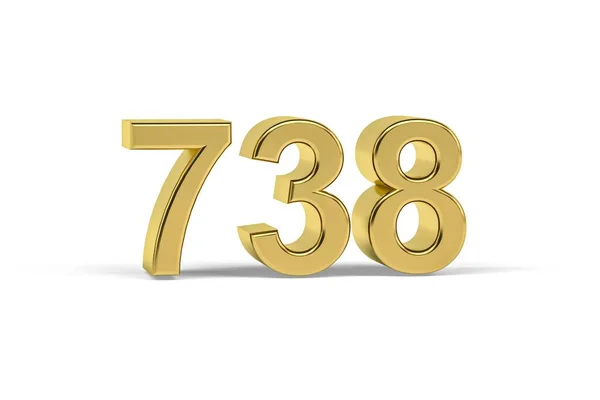 ゴールデン3D番号738 白を背景に738年 3Dレンダリング — ストック写真