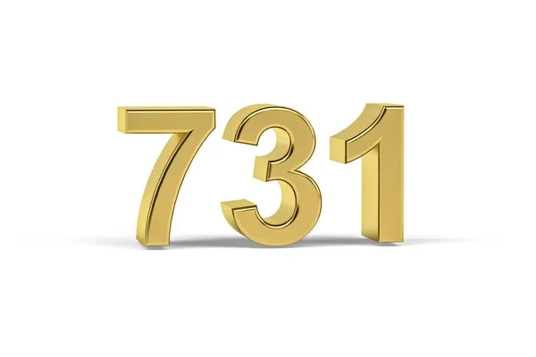 Número Dourado 731 Ano 731 Isolado Fundo Branco Renderização — Fotografia de Stock
