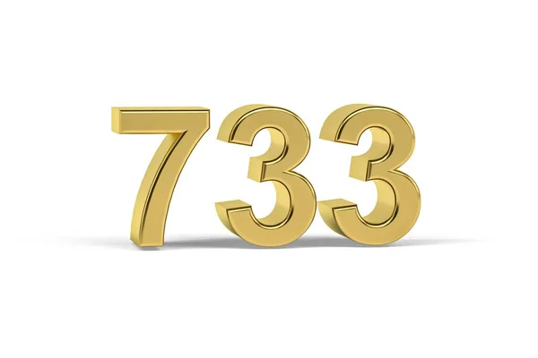 Zlaté Číslo 733 Rok 733 Izolované Bílém Pozadí Vykreslení — Stock fotografie