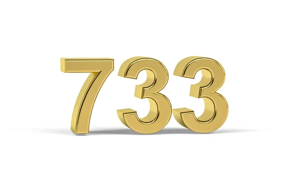 Número Oro 733 Año 733 Aislado Sobre Fondo Blanco Render — Foto de Stock