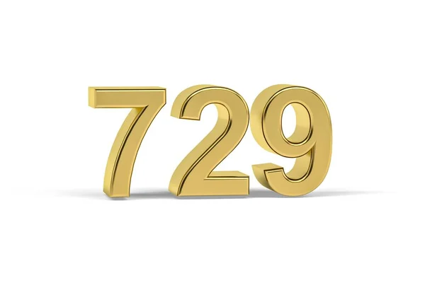 Número Dourado 729 Ano 729 Isolado Fundo Branco Renderização — Fotografia de Stock