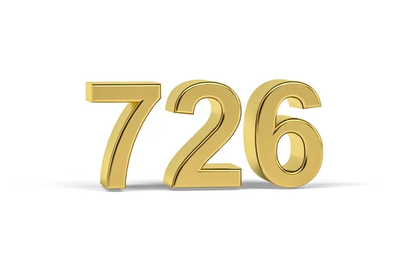 Golden Nummer 726 726 Isolerad Vit Bakgrund Render — Stockfoto