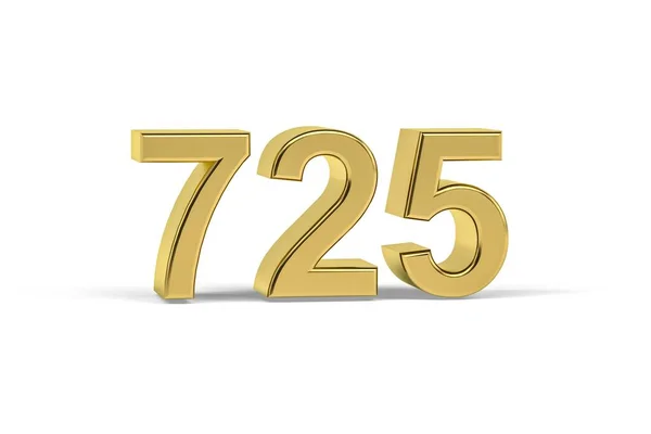 Número Dourado 725 Ano 725 Isolado Fundo Branco Renderização — Fotografia de Stock