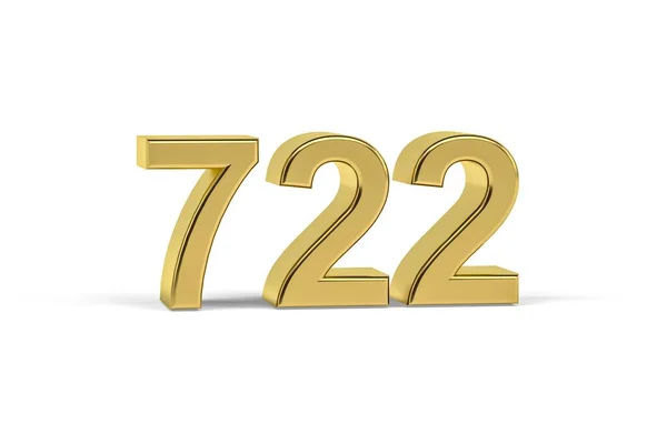 Número Oro 722 Año 722 Aislado Sobre Fondo Blanco Render — Foto de Stock