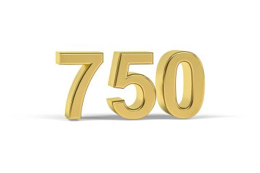 Altın 3D numara 750 - Yıl 750 Beyaz zemin üzerinde izole edilmiş - 3D oluşturma