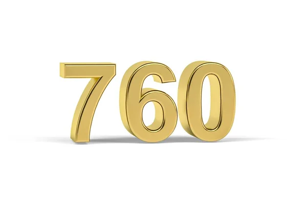 Golden Nummer 760 760 Isolerad Vit Bakgrund Render — Stockfoto