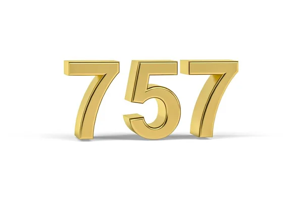 Золотое Трехмерное Число 757 Год 757 Изолирован Белом Фоне Трехмерное — стоковое фото