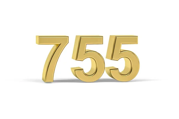 Χρυσή Αριθμός 755 Έτος 755 Απομονώνονται Λευκό Φόντο Καθιστούν — Φωτογραφία Αρχείου
