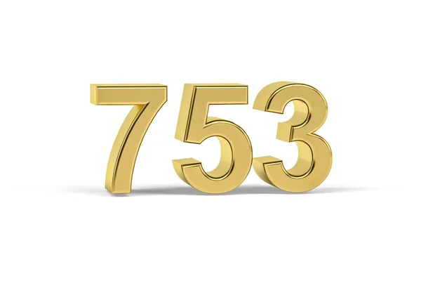 Goldene Zahl 753 Jahreszahl 753 Isoliert Auf Weißem Hintergrund Renderer — Stockfoto