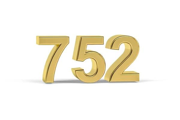 Golden Numero 752 Anno 752 Isolato Sfondo Bianco Rendering — Foto Stock