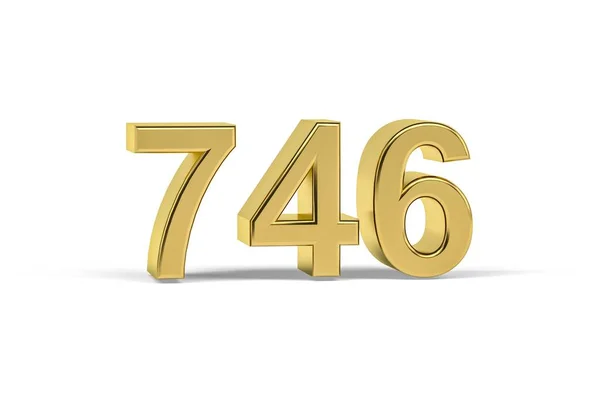 Golden Szám 746 746 Elszigetelt Fehér Alapon Render — Stock Fotó
