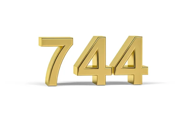 Golden Number 744 Jaar 744 Geïsoleerd Witte Achtergrond Render — Stockfoto