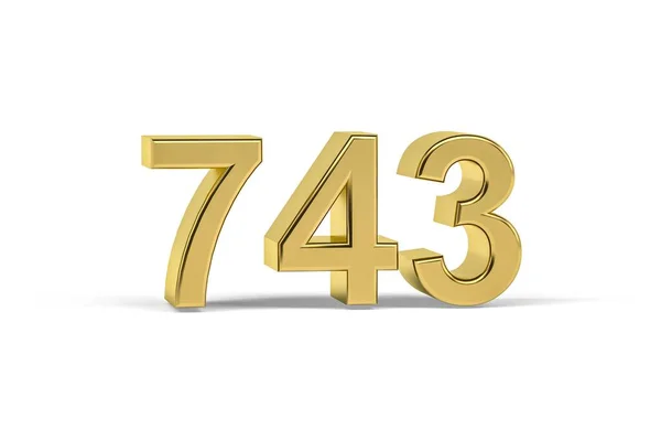 Número Dourado 743 Ano 743 Isolado Fundo Branco Renderização — Fotografia de Stock