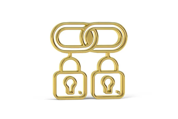 Golden Blockchain Pictogram Geïsoleerd Witte Achtergrond Render — Stockfoto