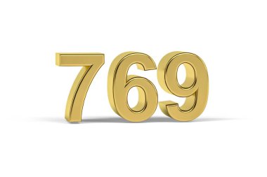 Altın 3D numara 769 - Yıl 769 Beyaz zemin üzerinde izole - 3D oluşturma